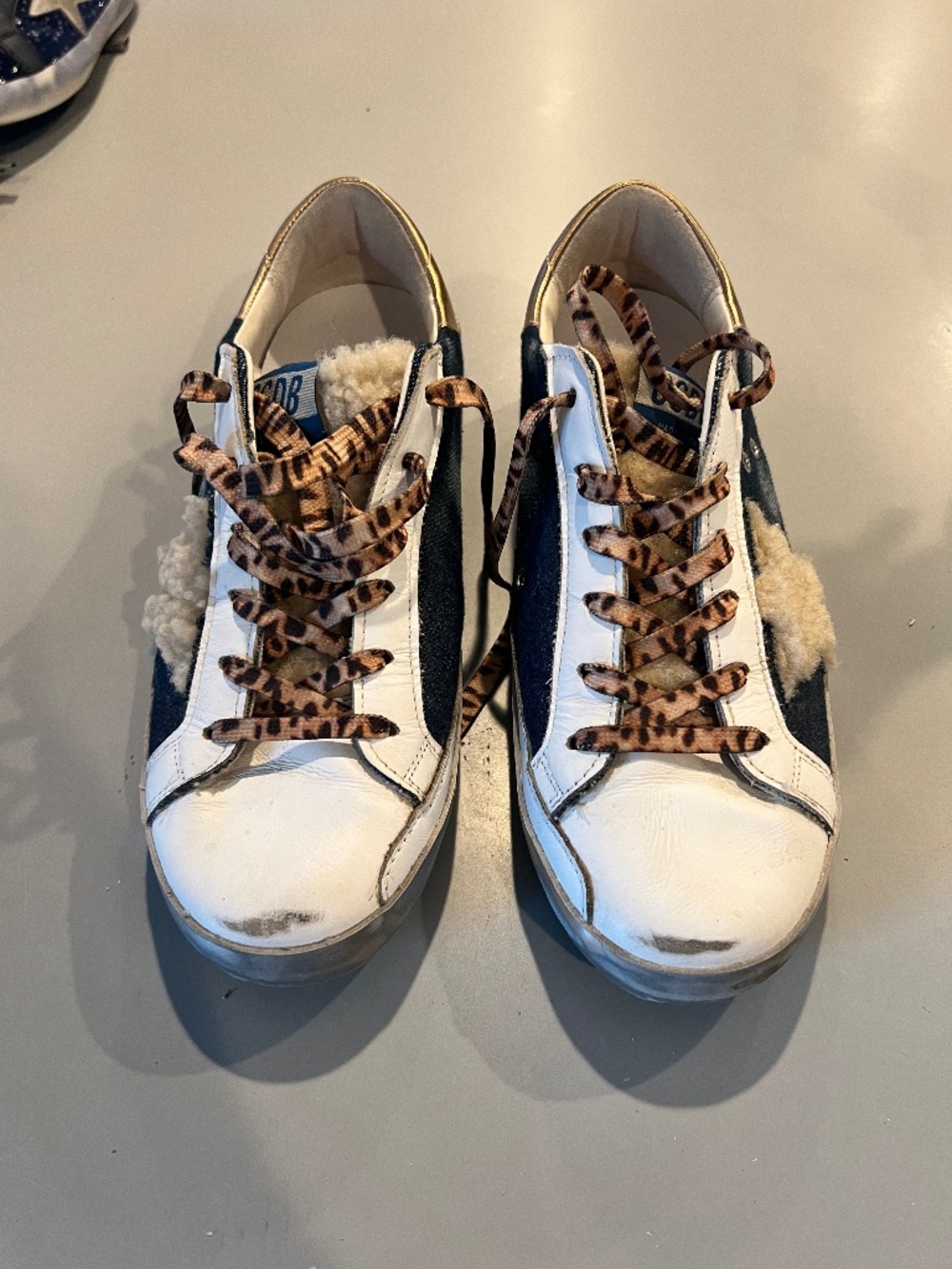 Golden Goose 39 Denim and Shearling Superstars